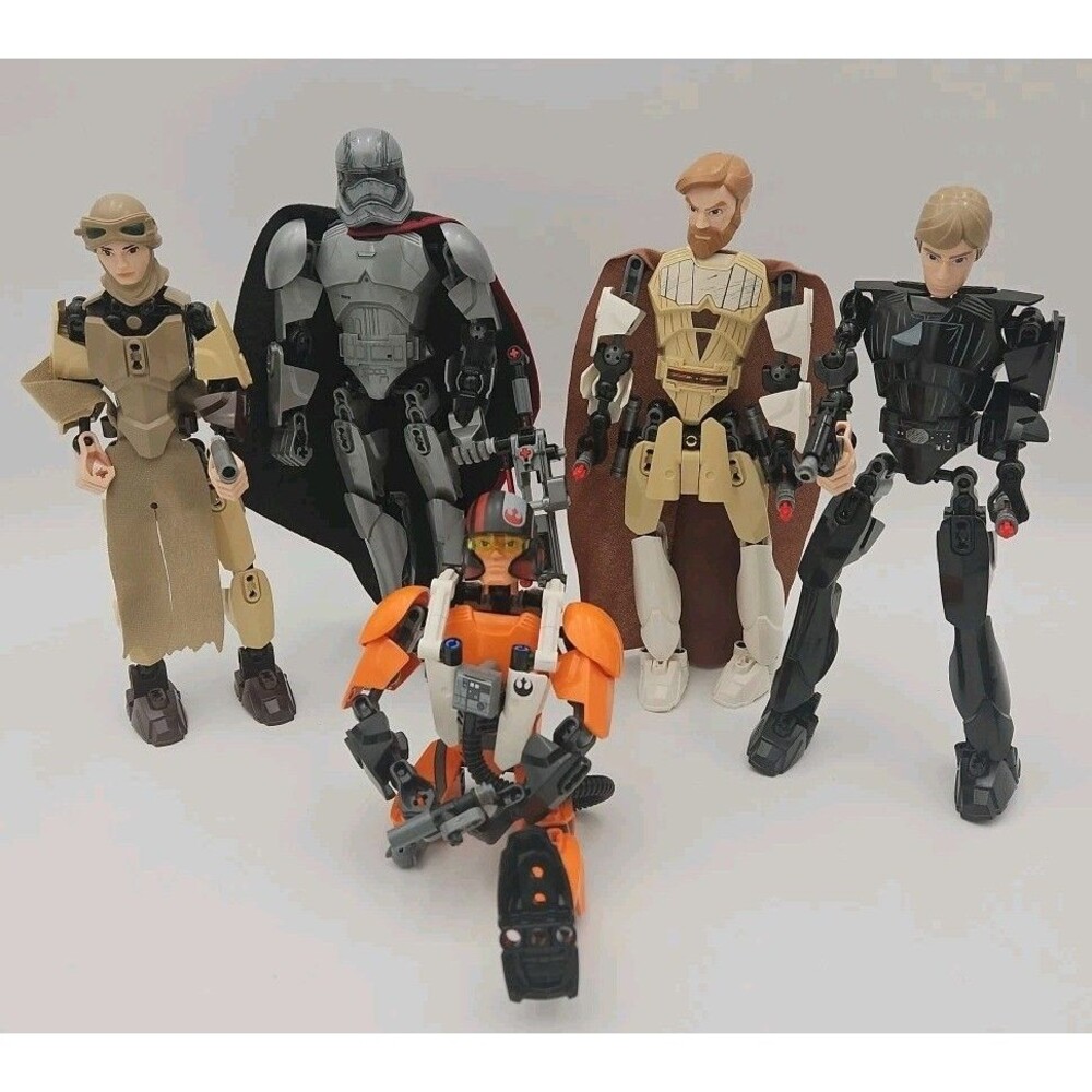 LEGO Starwars Figures Poe Dameron Luke Skywalker, Captain Phasma, Obi Wan Kenobi